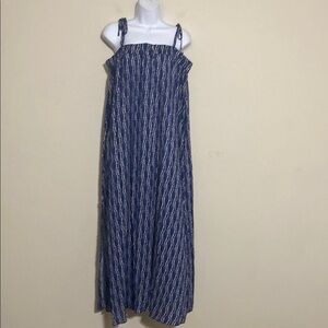 Dress to Blue Patterned women L maxi pull on casual vacation beach resort boho